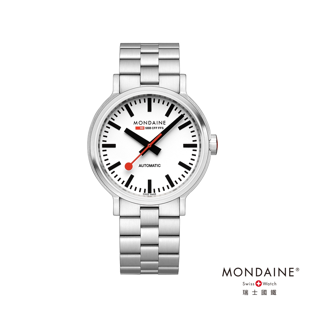 Mondaine 瑞士國鐵 The Original Automatic 夜光機械腕錶 鋼帶錶帶 / 4161BSJ / 41mm