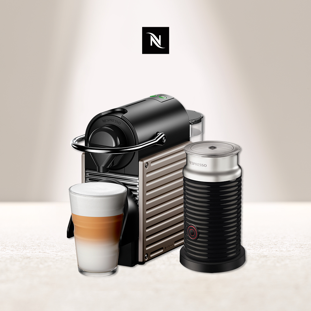 Nespresso 膠囊咖啡機 Pixie(兩色)Aeroccino3 奶泡機(三色) 組合 (鈦金屬)