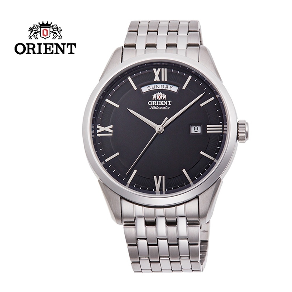 ORIENT 東方錶 WILD CALENDAR 系列 現代簡約機械腕錶 鋼帶款 黑色 RA-AX0003B