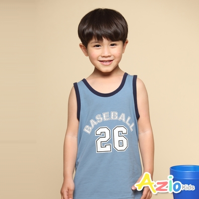 Azio Kids美國派 男童 背心 數字印花配色包邊背心上衣(藍)