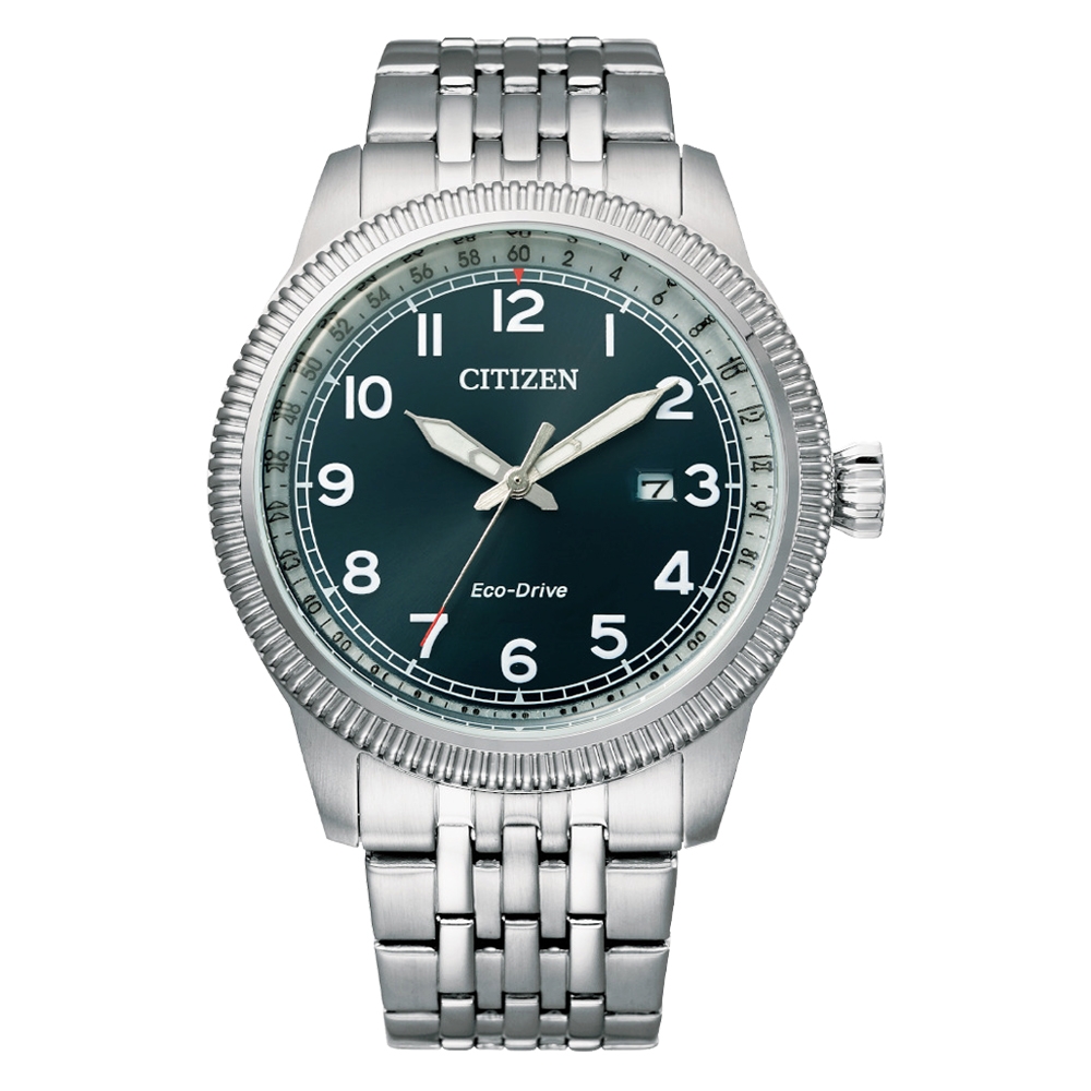 CITIZEN GENT'S 光動能懷舊復古型男腕錶-銀X藍-BM7480-81L-42.5mm