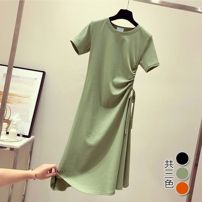 [韓國K.W.]Sale現貨美搭款完美曲線綁帶顯瘦素面洋裝