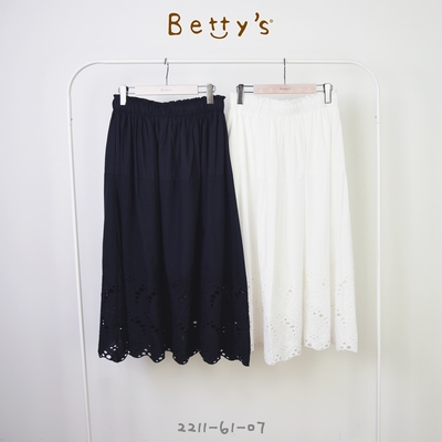 betty’s專櫃款　優雅鬆緊綁帶蕾絲長裙 (黑色)