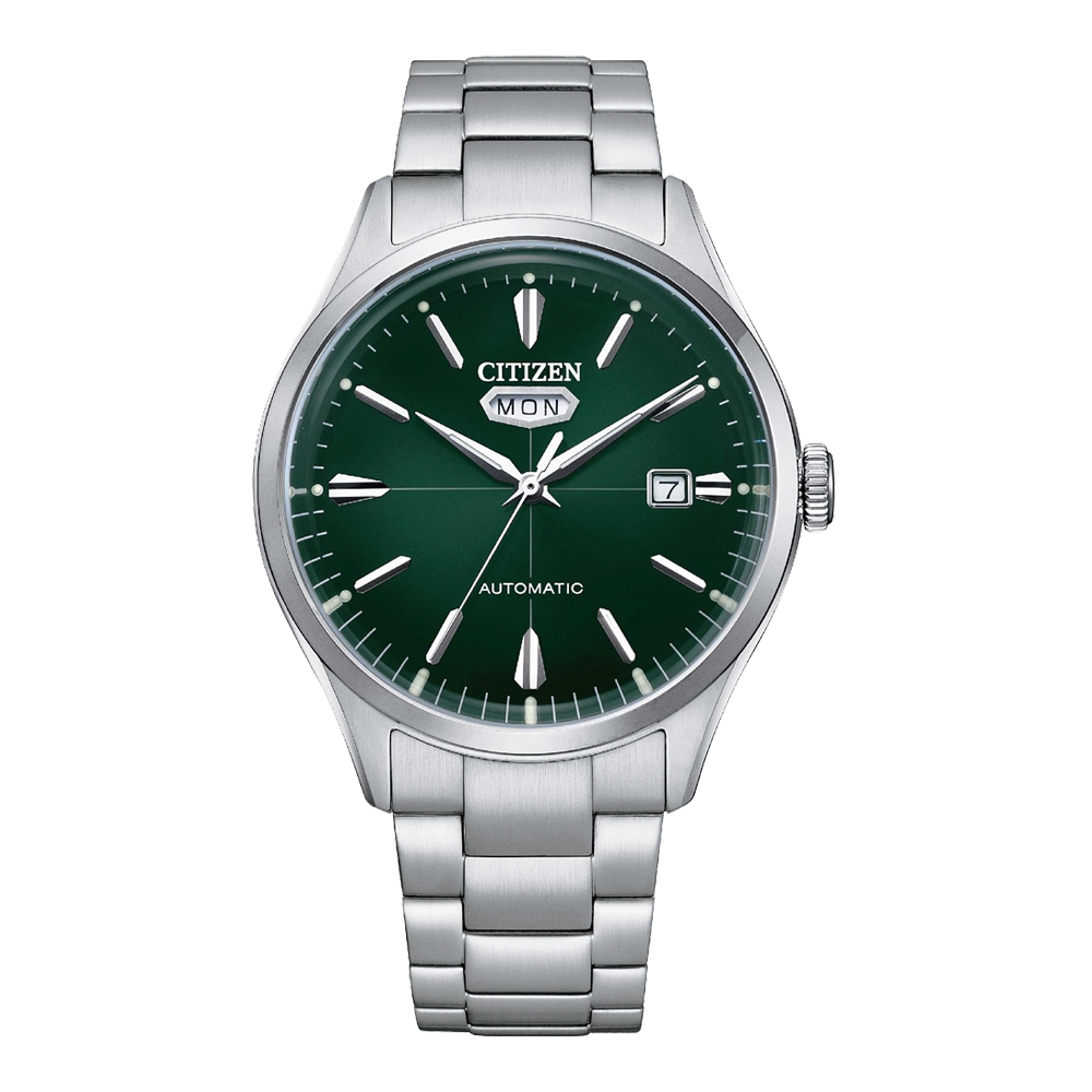 CITIZEN C7系列 經典復刻機械腕錶-銀X綠-NH8391-51X-40.2mm