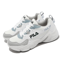 Fila 休閒鞋 Hidden Tape 6 女鞋 白 灰 皮革 老爹鞋 經典 復古 5J329X143