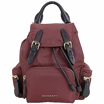 BURBERRY The Rucksack 小型尼龍斜背式軍旅背包(酒紅色)