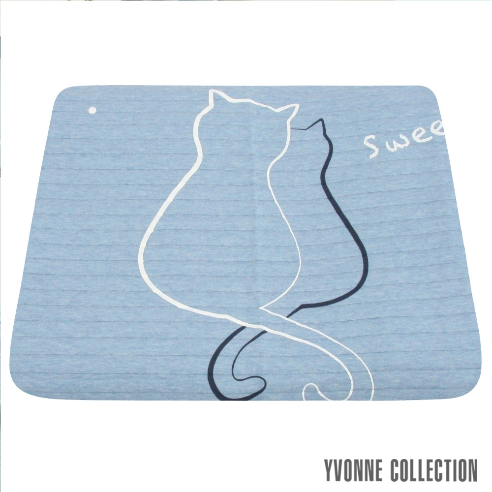 YVONNE COLLECTION 貓咪雙人四季萬用毯- 淺藍