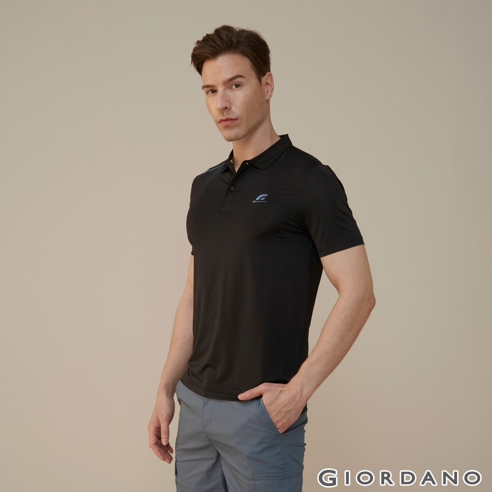 GIORDANO  男裝G-MOTION輕薄涼感POLO衫-05 標誌黑