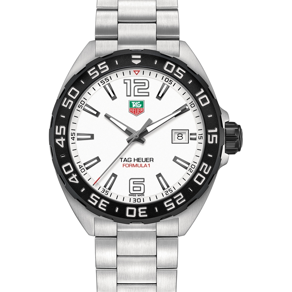 TAG HEUER 豪雅 F1大三針石英鍊帶款WAZ1010.BA0842 x白x41mm