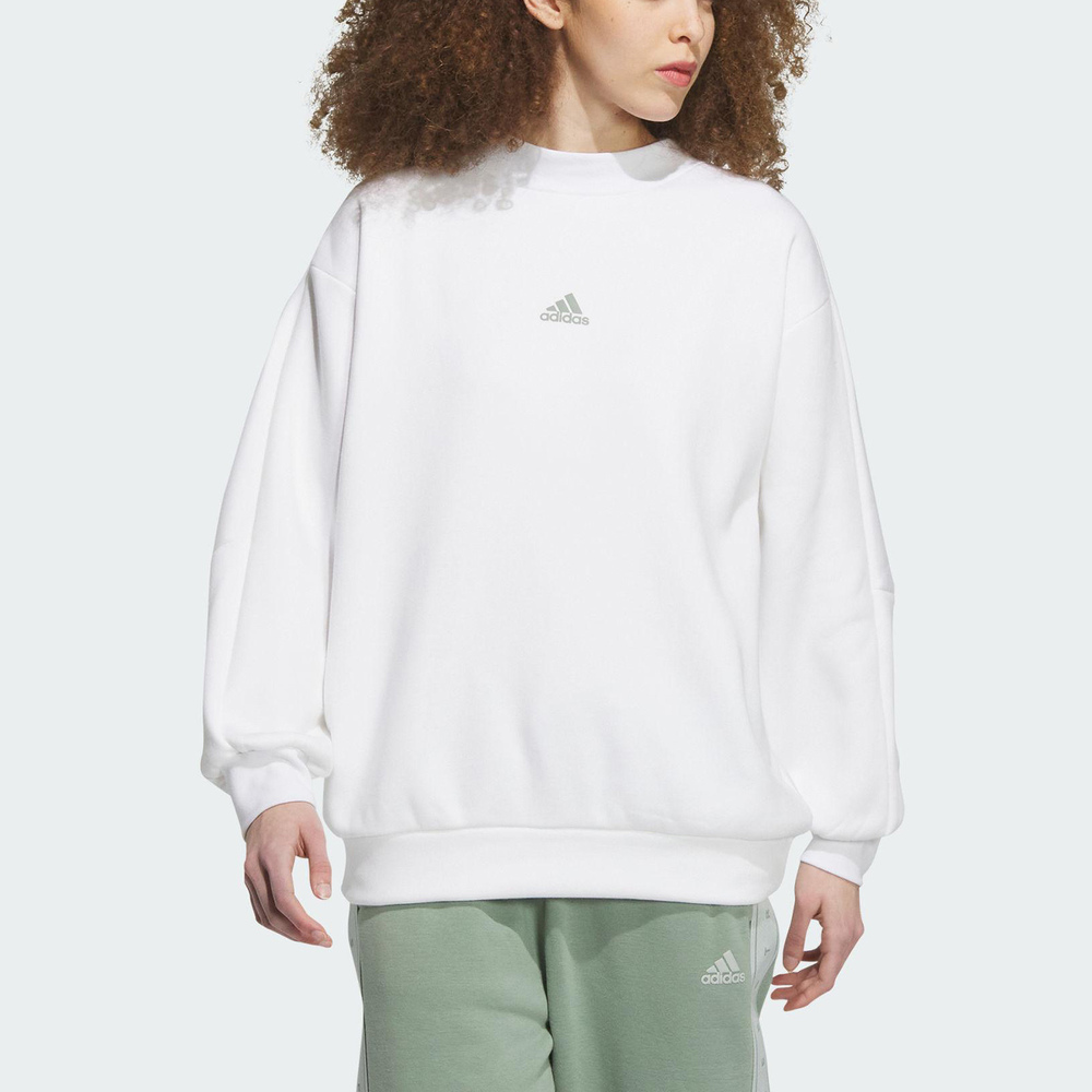 Adidas Word Sweatshirt [IK9886] 女 長袖 上衣 亞洲版 運動 訓練 休閒 寬鬆 白綠