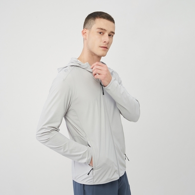 GIORDANO 男裝冰涼感抗UV防曬連帽外套 G-MOTION系列 - 14 海豚灰