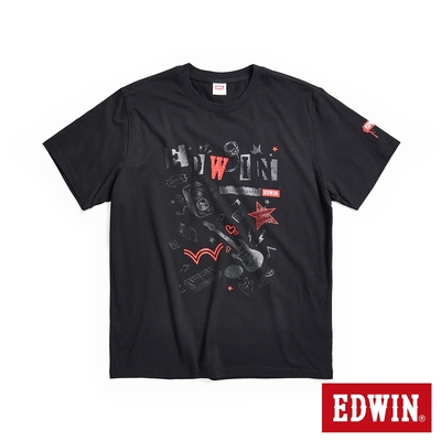 EDWIN EDGE 搖滾元素短袖T恤-男-黑色
