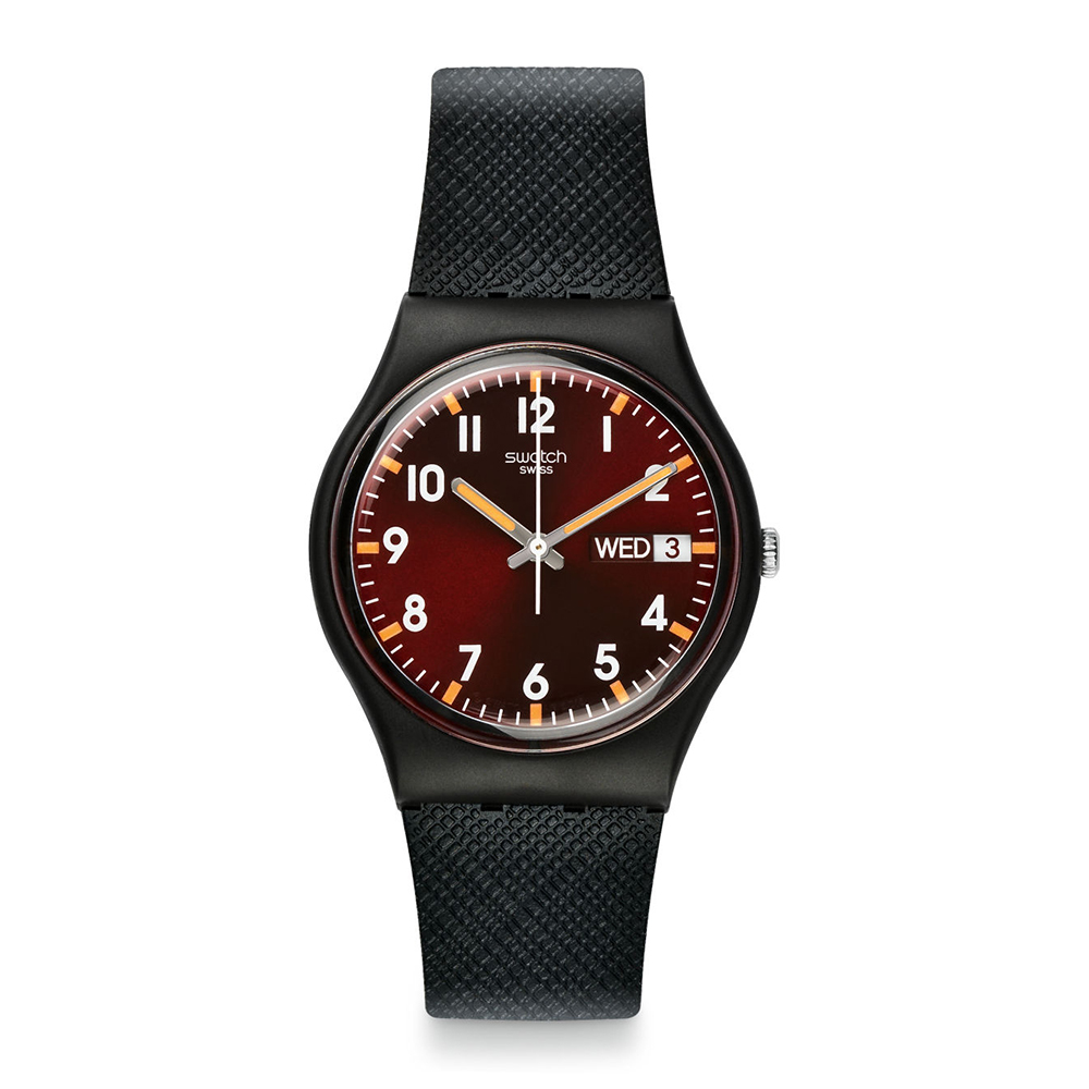 Swatch 原創系列 SIR RED 酷帥紅勁手錶-34mm