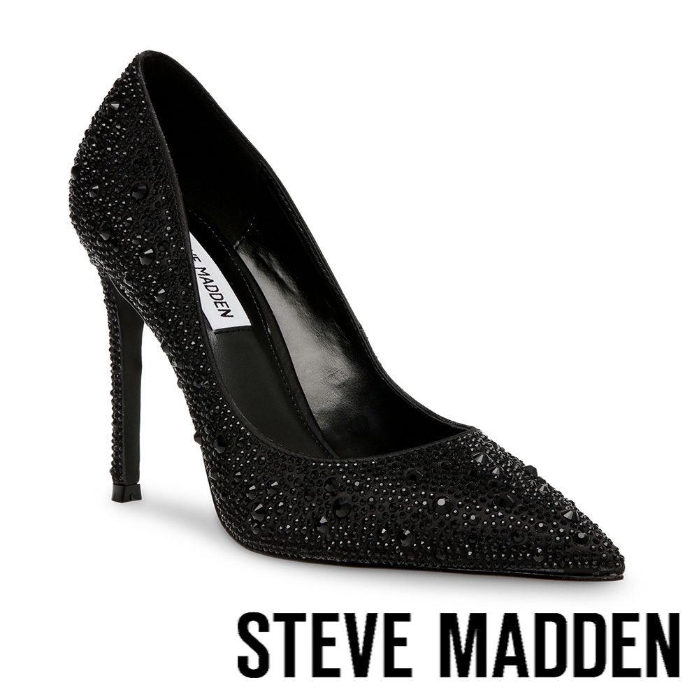 STEVE MADDEN-EVELYN-R 鑽面尖頭高跟涼鞋-黑色