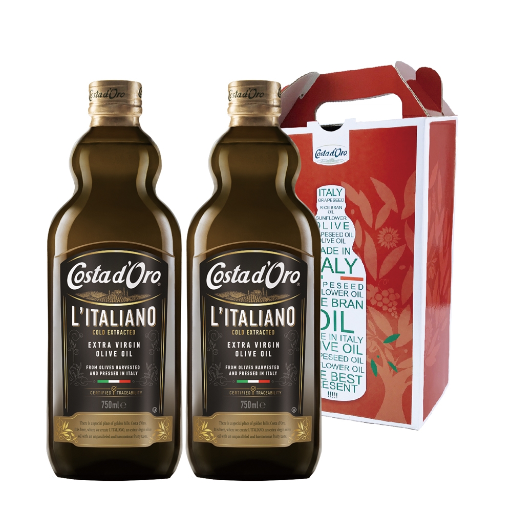Costa dOro 高士達 義大利原裝進口高士達100%義大利初榨橄欖油禮盒(750ml*2入)