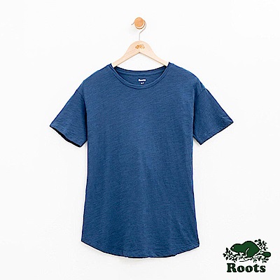 Roots -女裝-竹節棉短袖T恤-藍