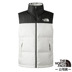 【The North Face】男 拼接防潑水舒適保暖可收納連帽羽絨背心_3JQQ-QLI 黑白