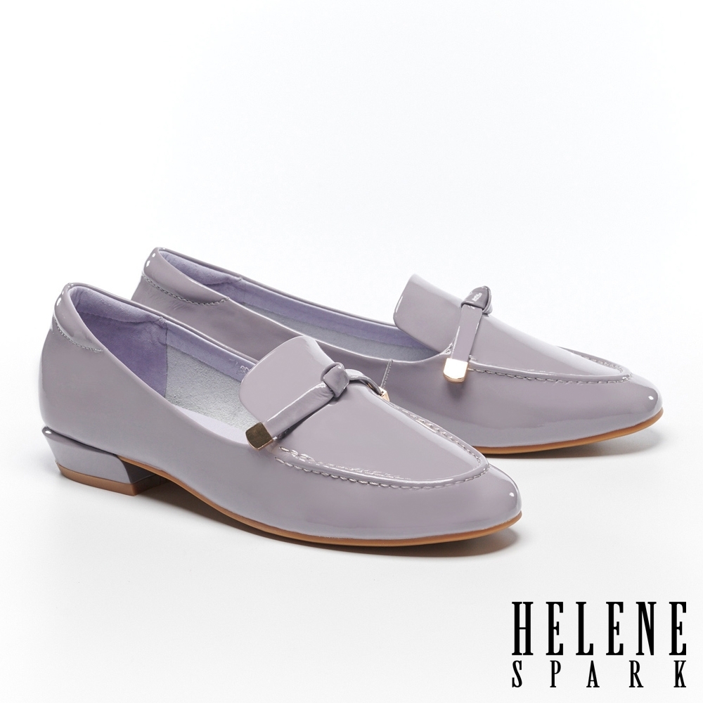 低跟鞋 HELENE SPARK 知性時尚扭結條帶內增高樂福低跟鞋－紫