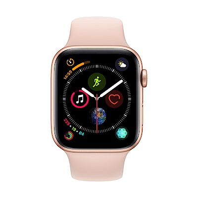 [無卡分期-12期] Apple Watch S4 GPS 44mm 金色鋁錶殼搭粉色錶帶