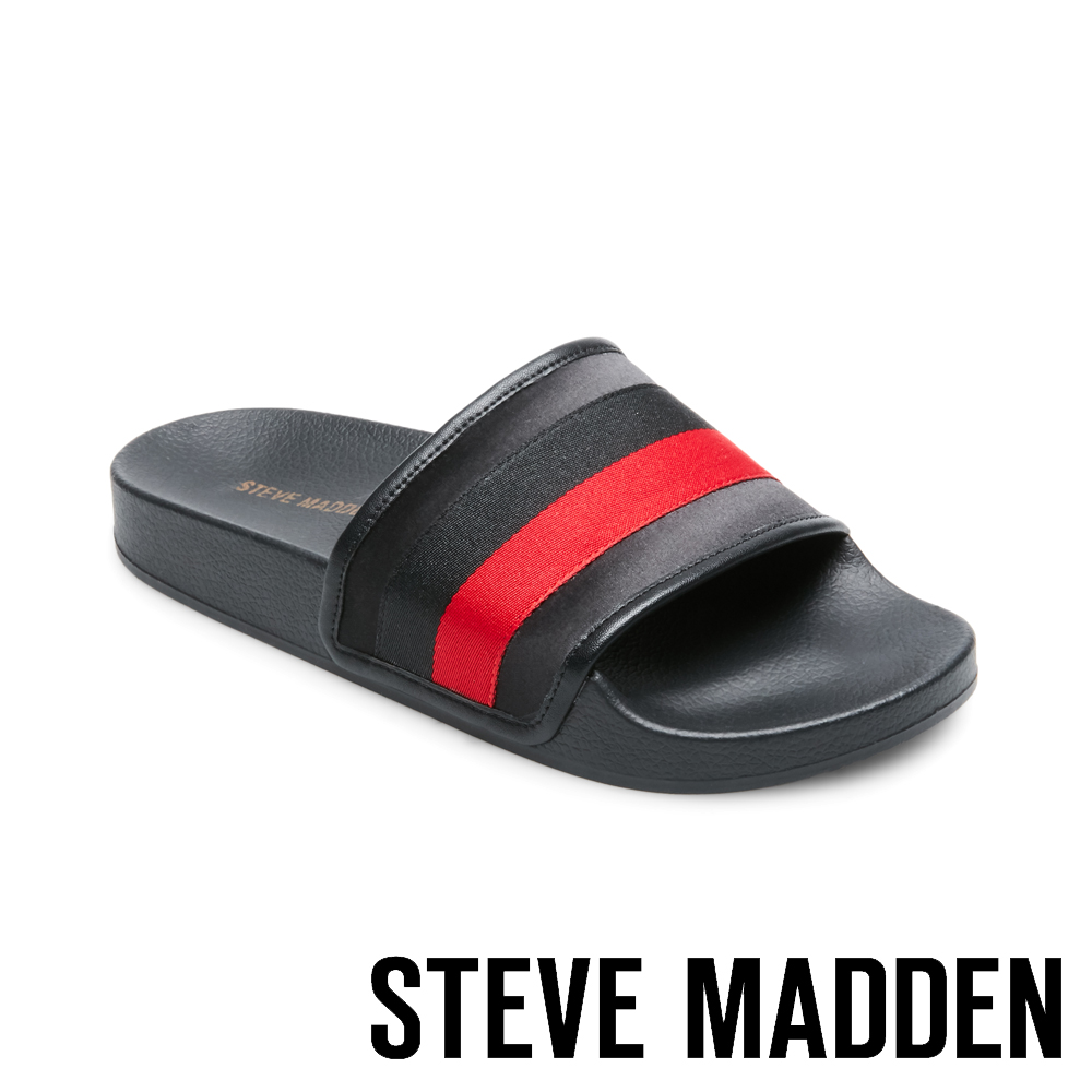 STEVE MADDEN-SARAFINA-二字帶雙色平底拖鞋-黑色