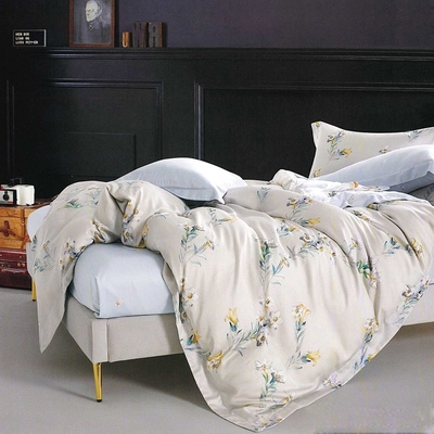 Saint Rose 羽甜-黃 雙人頂級精緻100%純天絲枕套床包三件組