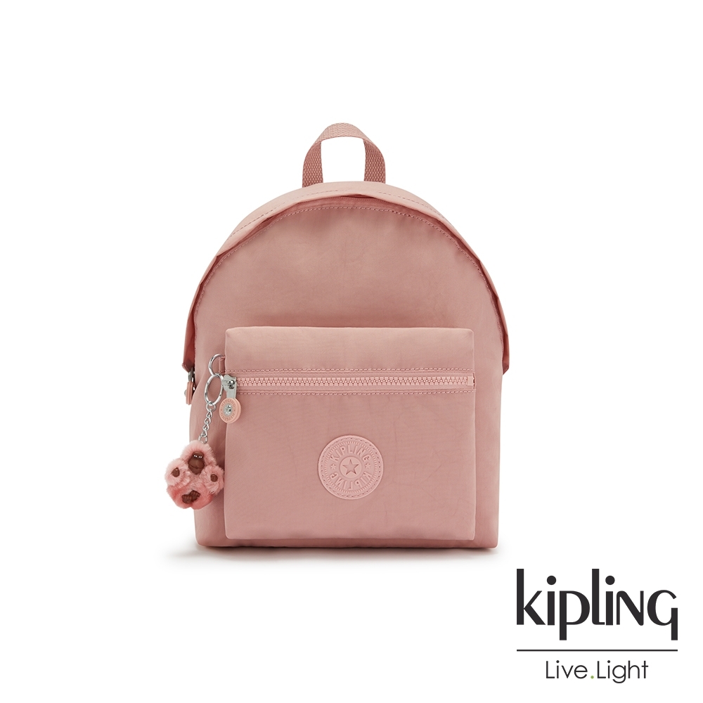 Kipling 玫瑰石英粉造型簡約後背包-REPOSA