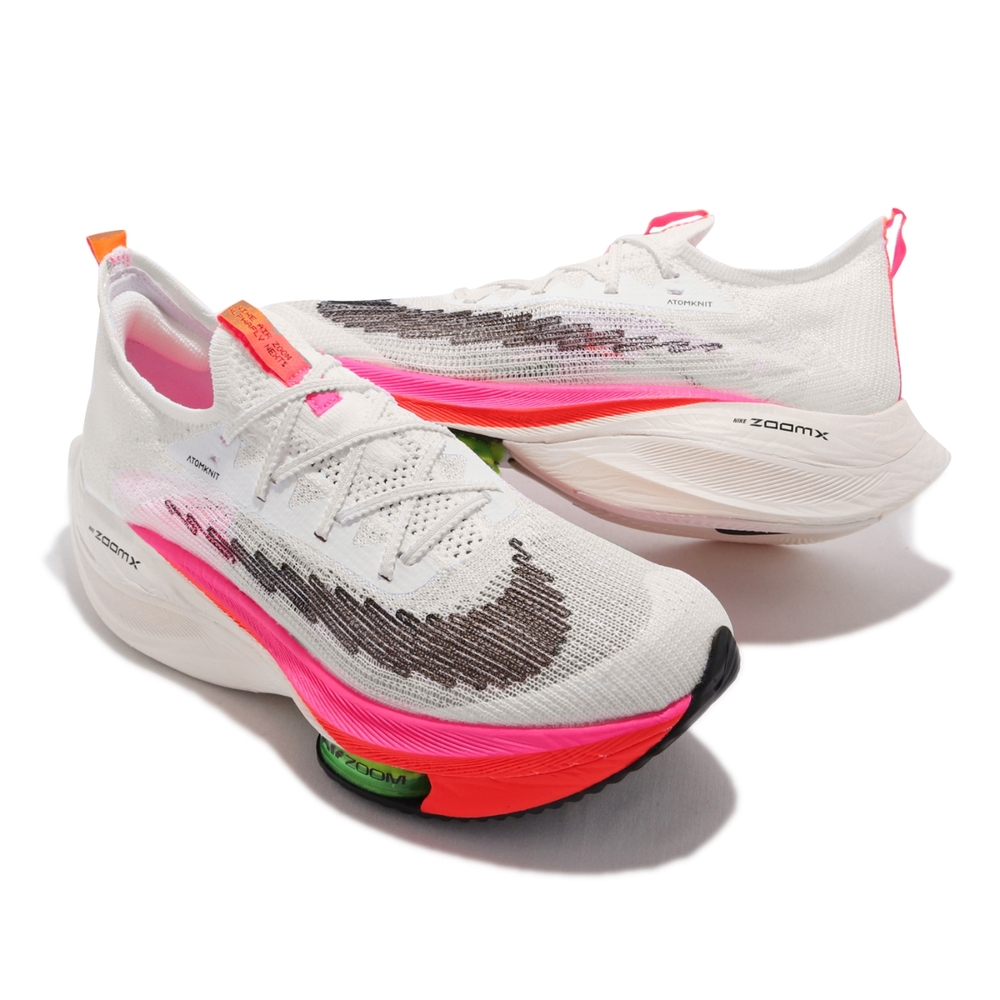 Nike Zoom Alphafly Next FK 男鞋慢跑鞋氣墊避震輕量針織鞋面襪套白粉