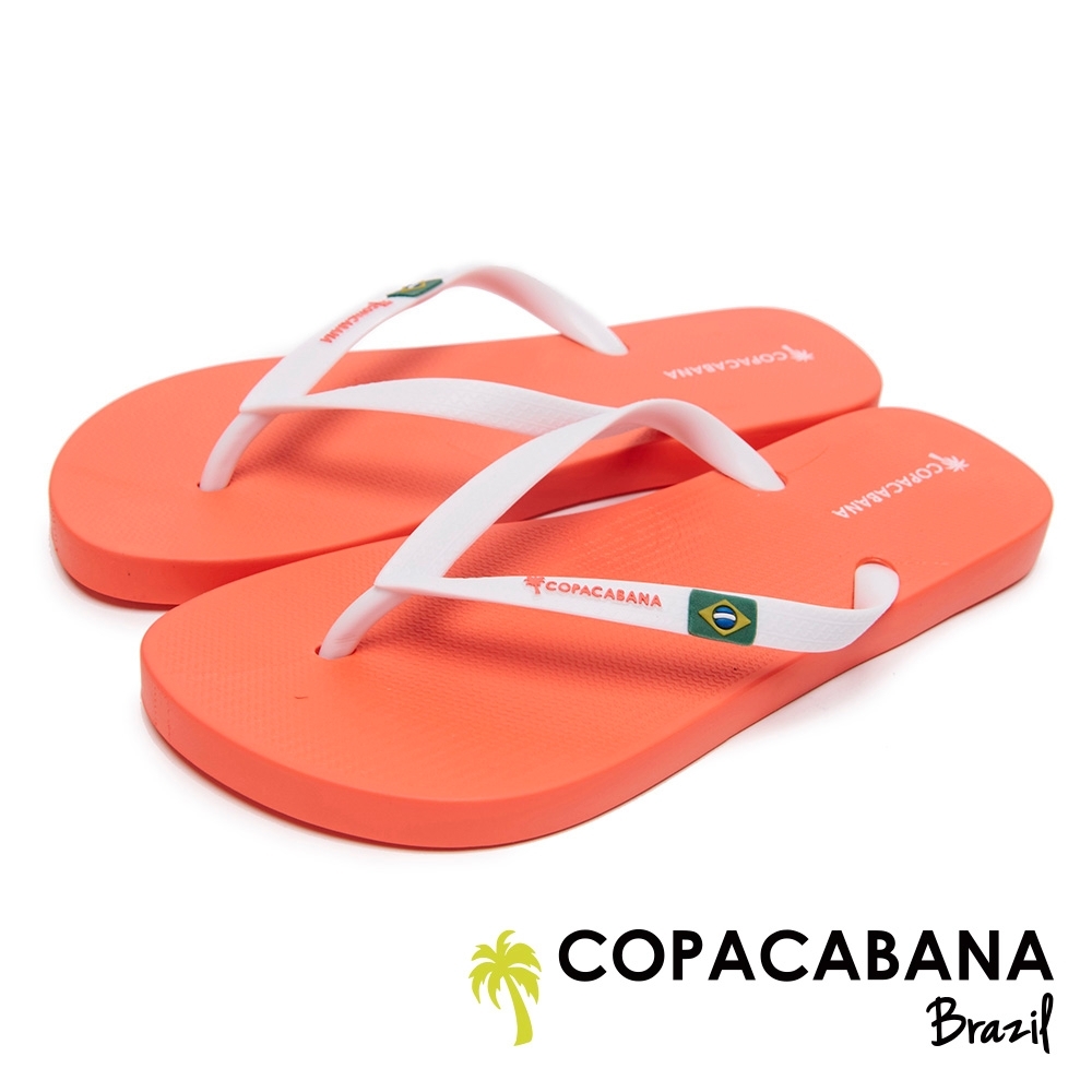 Copacabana 經典巴西國旗人字鞋-橘紅/白