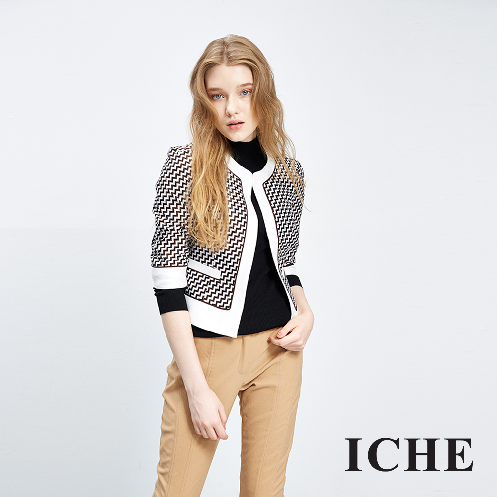 ICHE衣哲 立體線構編織紋短版外套