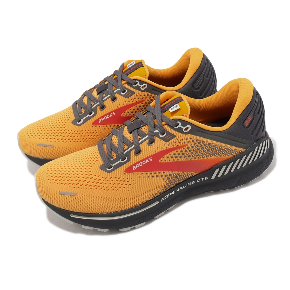 Brooks 慢跑鞋 Adrenaline GTS 22 男鞋 橘黑 GTS腎上腺素 22代 路跑 支撐 運動鞋 1103661D857