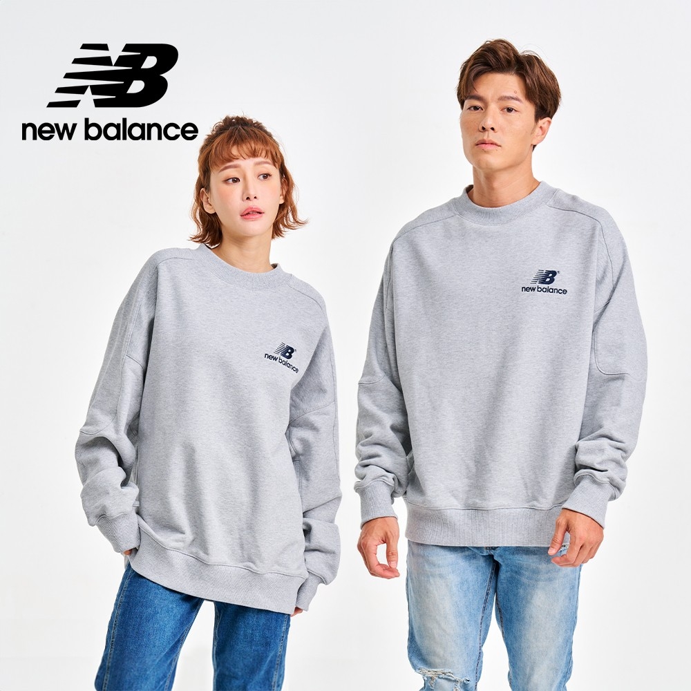 王品澔著用款【New Balance】 寬鬆落肩拼接長袖上衣_男性_灰色_MT33556AG