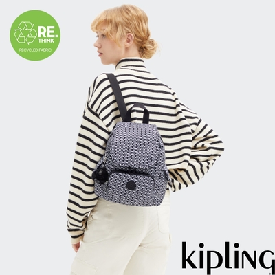 『猴子包』Kipling 經典老花拉鍊掀蓋後背包-CITY PACK MINI