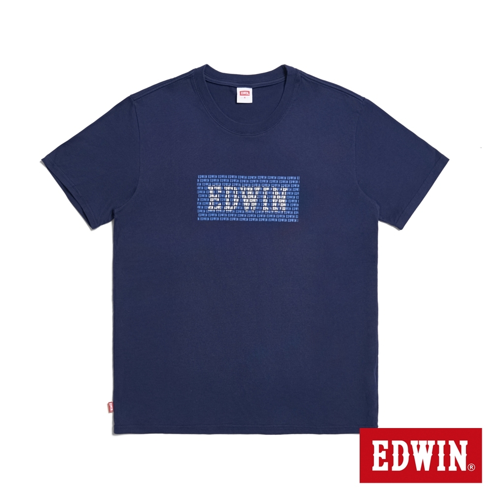EDWIN 小字排列BOX LOGO短袖T恤-男-丈青色