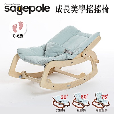 韓國Sagepole 成長美學搖搖椅-安撫搖椅(原木藍)