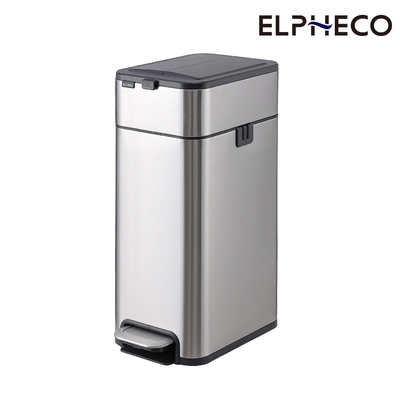 ELPHECO 不鏽鋼雙開拉袋腳踏垃圾桶13L ELPH3512