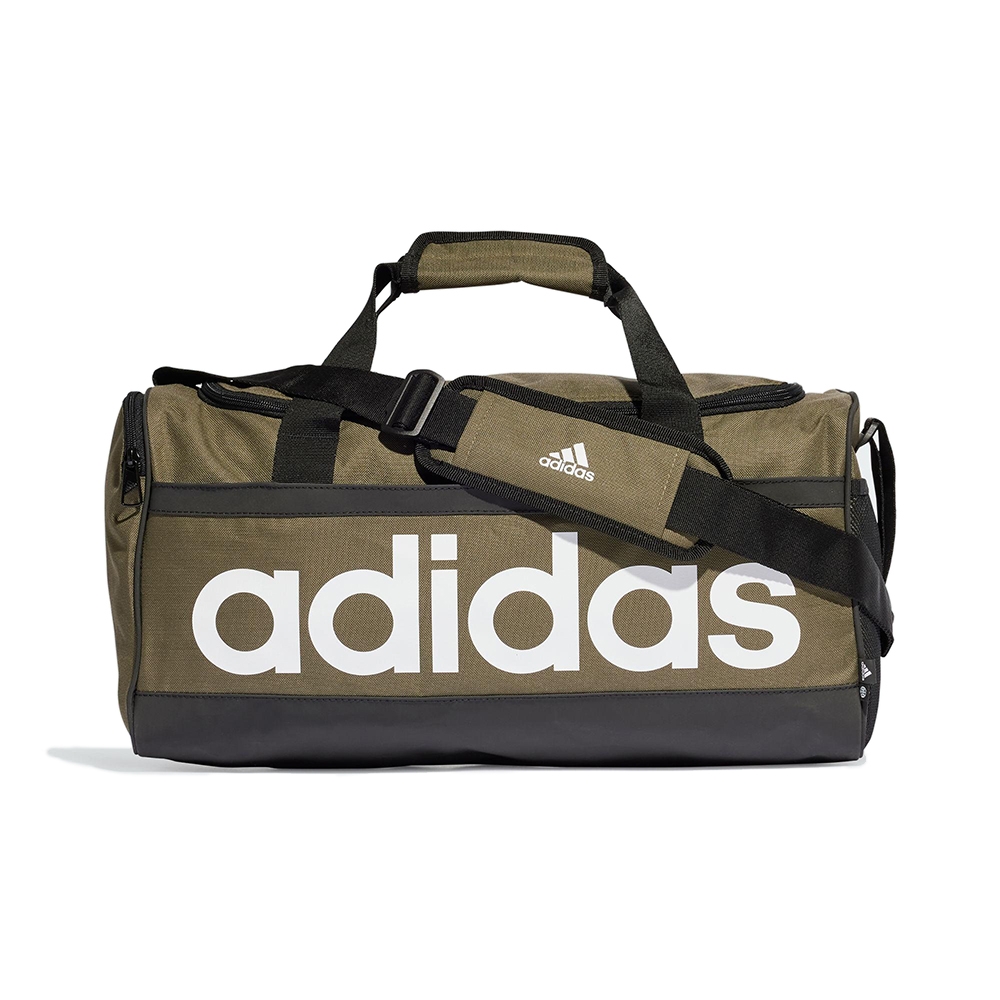 Adidas Linear Duffel S 男款 軍綠色 大Logo 運動 旅遊 手提 背帶 健身包 HR5354
