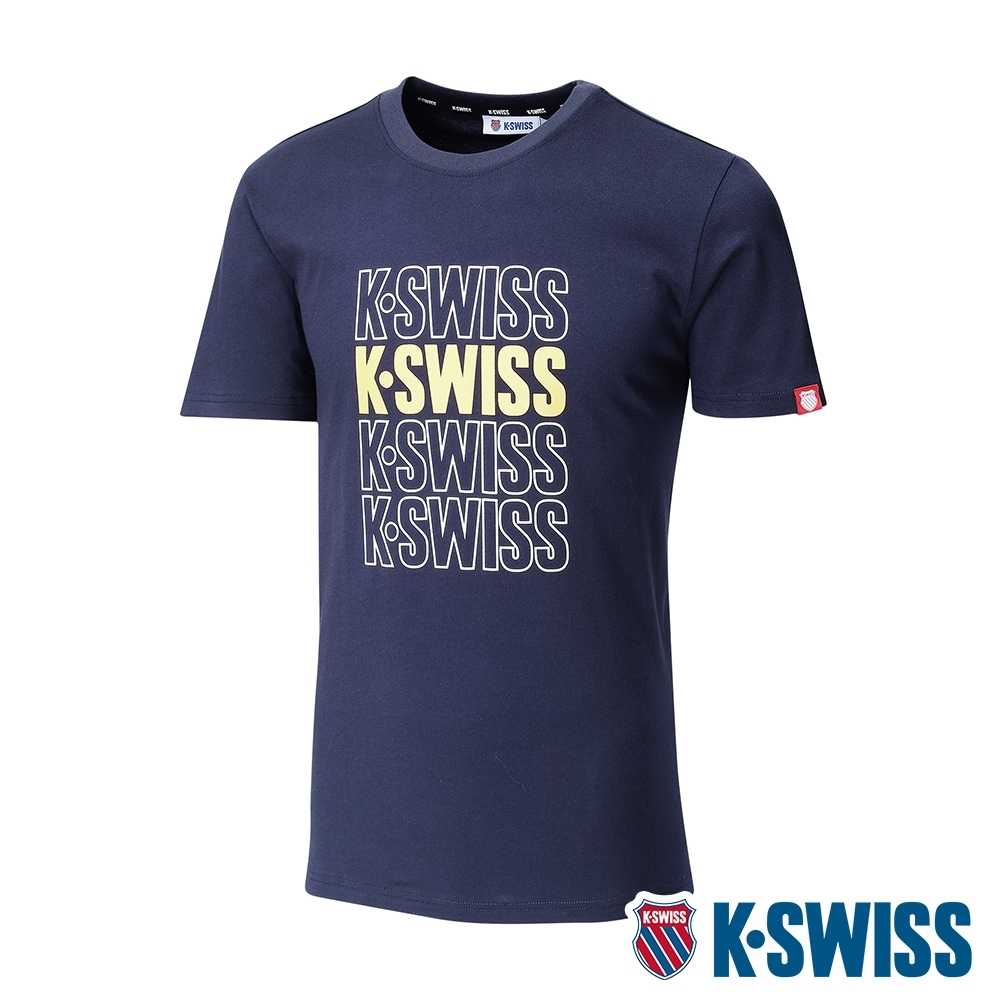 K-SWISS Modern Logo Tee棉質吸排T恤-男-藍