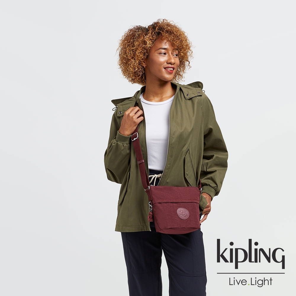 Kipling 迷人微醺紅大開口簡約肩背包-SONJA S