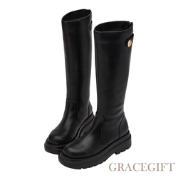 【Grace Gift】美少女戰士Crystal變身器後拉鏈厚底長靴 黑