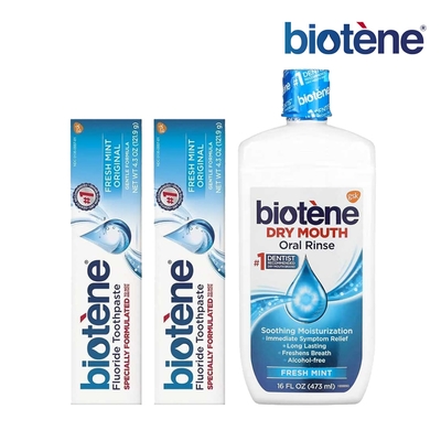 Biotene 含氟牙膏二件超值組 (含氟牙膏x2+漱口水x1)