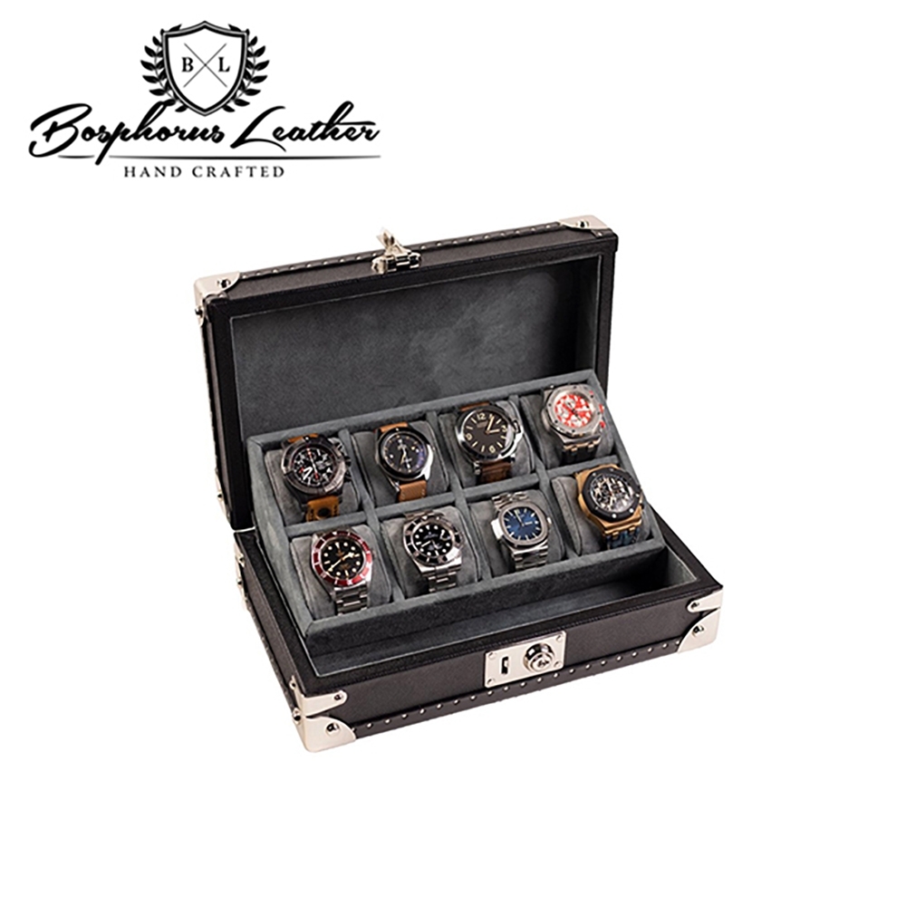【伯倫】 Scripto-X8 純正黑 收藏型金釦八腕錶盒