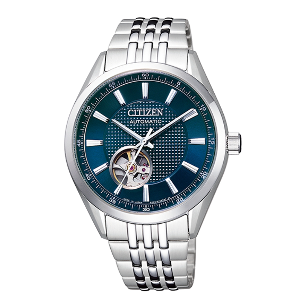 CITIZEN星辰 開芯鏤空時尚機械腕錶(NH9110-81L)