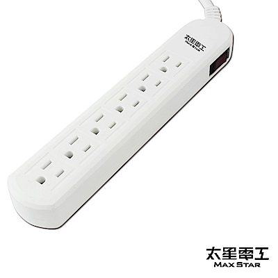 【太星電工】電腦線一開六插延長線 3P/15A/4尺