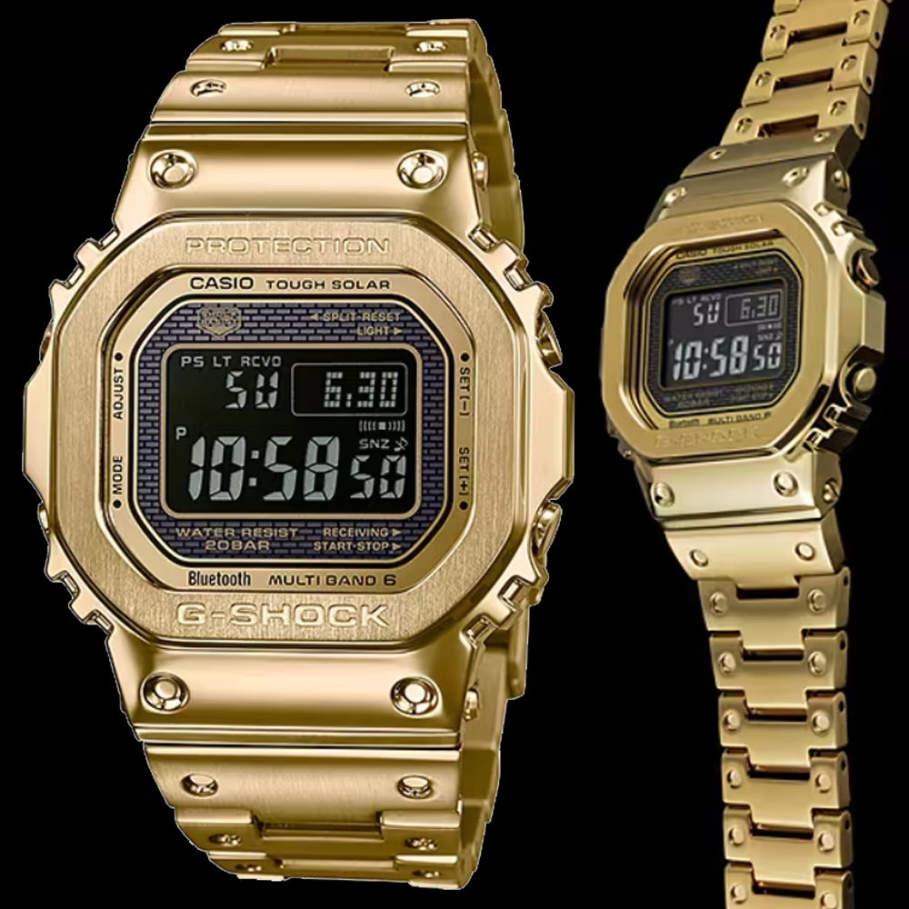 CASIO卡西歐G-SHOCK 經典方形全金屬太陽能智慧藍芽電子錶GMW-B5000GD-9