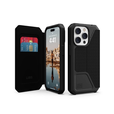 UAG iPhone 14 Pro 翻蓋式耐衝擊保護殼-軍用黑