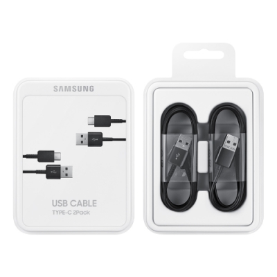SAMSUNG 三星 原廠USB Type-C 傳輸線(2入) 新款黑 (公司貨-盒裝)