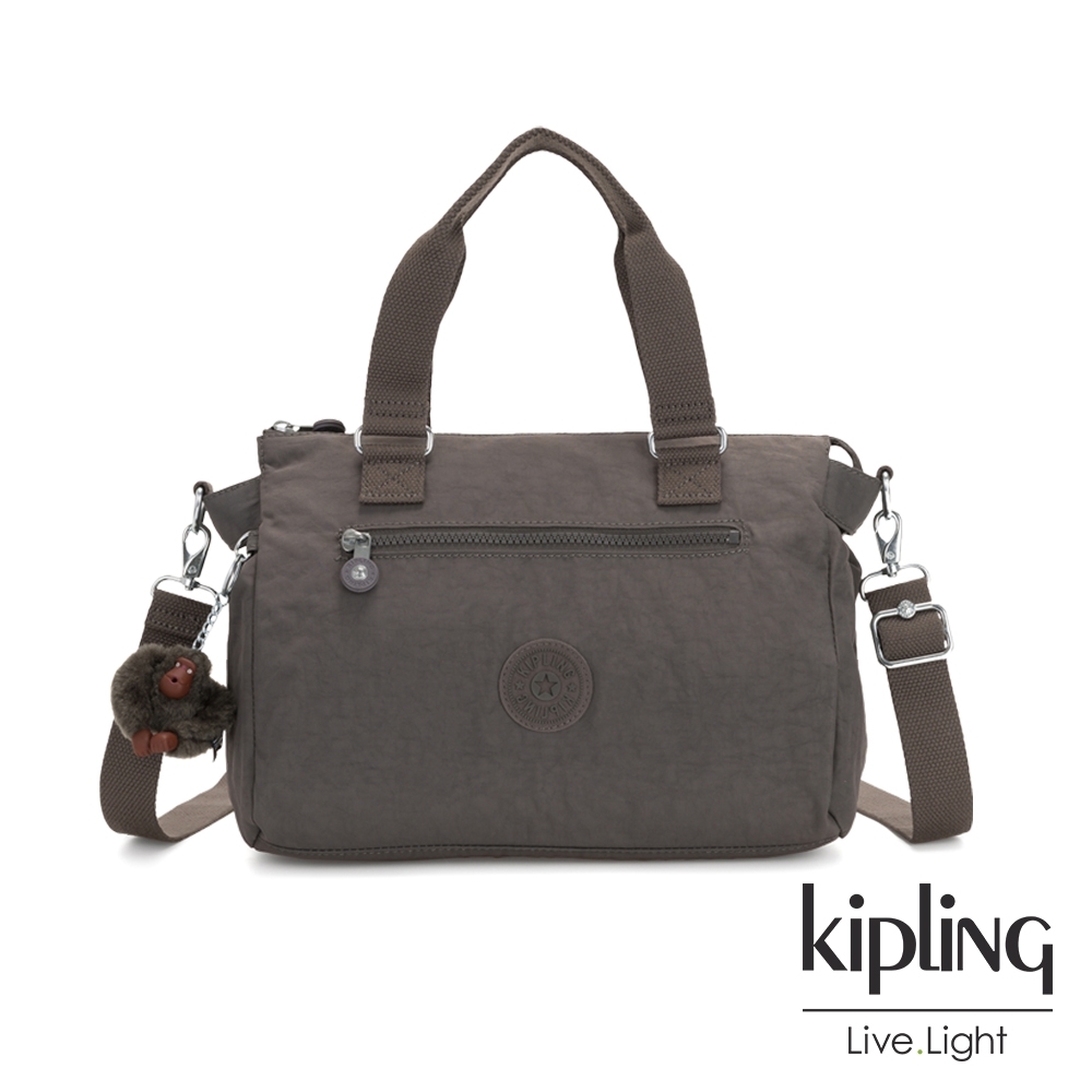 Kipling 極簡深卡其灰色手提側背公事包-PILAR