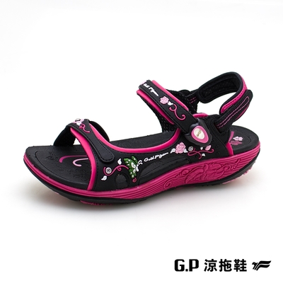 G.P 【搖曳生姿】舒適蝶花涼拖鞋(G2358W-15)黑桃(SIZE:36-39) GP 涼鞋 拖鞋 兩用涼拖鞋 女鞋 阿亮 卜學亮