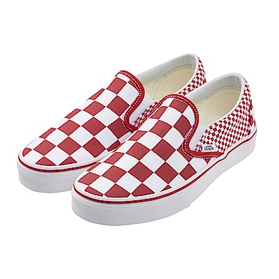 (女)VANS Classic Slip-On 棋盤格休閒懶人鞋*紅白