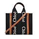 Chloe Woody tote bag 新款帆布兩用托特包(小號/黑X橘) product thumbnail 1